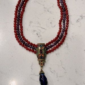 HEIDI DAUS stunning multi-color Swarvorski crystal necklace.